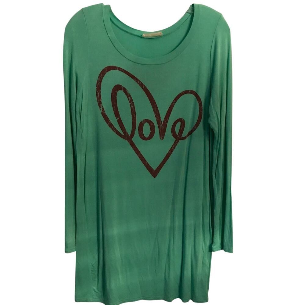 Twenty Second Gown Loungewear Large Womens Shirt Sleep Mint Green Love Graphic L